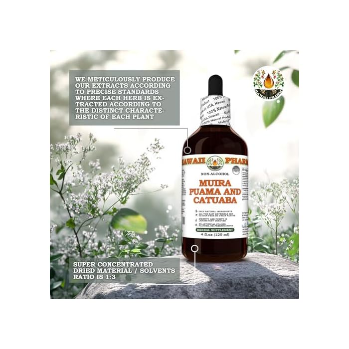 Hawaii Pharm Muira Puama and Catuaba Glycerite, All Natural, Vegan, Lab Tested Alcohol-Free Liquid Extract - 4 fl.oz - Image 5