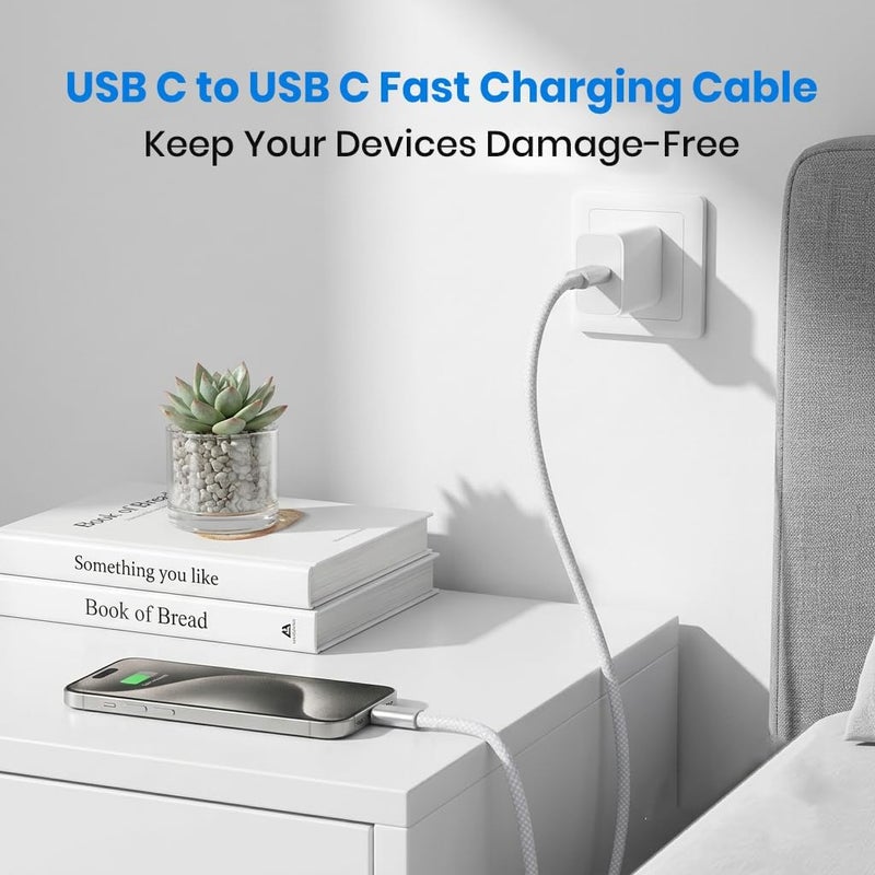 إليفانت بوت كابل شحن سريع من ® بقدرة 240 واط من USB C إلى USB C، سلك شحن مضفر بتقنية Power Delivery PD5.0 لأجهزة الكمبيوتر المحمول والأجهزة اللوحية والهواتف الذكية، نقل بيانات عالي السرعة ومتين - Image 4