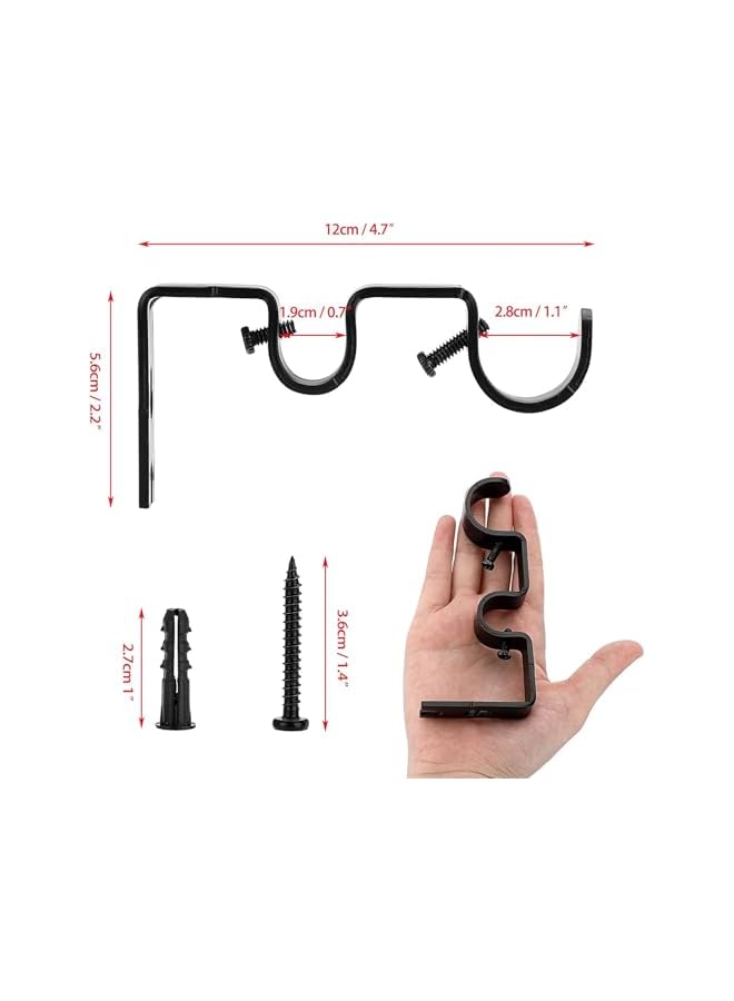 Green Tiger Double Curtain Rod Brackets, 2pcs Heavy Duty Curtain Rod Holders Wall Metal Curtain Rod Bracket Wall Mounted Curtain Rod Bracket Holder with Screws Double Rod Bracket for Curtain - Image 2