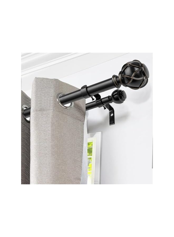 Green Tiger Double Curtain Rod Brackets, 2pcs Heavy Duty Curtain Rod Holders Wall Metal Curtain Rod Bracket Wall Mounted Curtain Rod Bracket Holder with Screws Double Rod Bracket for Curtain - Image 4