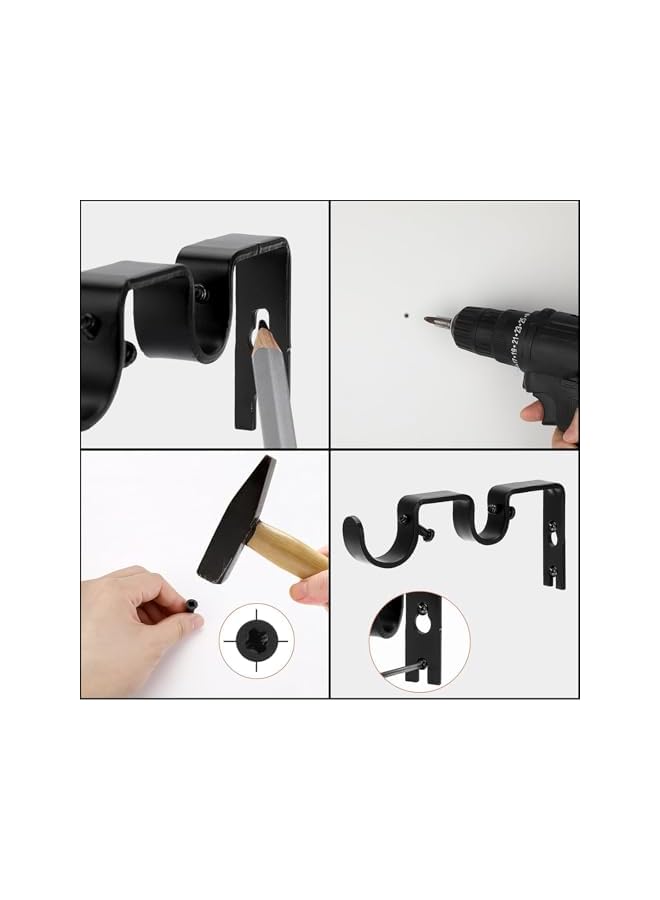 Green Tiger Double Curtain Rod Brackets, 2pcs Heavy Duty Curtain Rod Holders Wall Metal Curtain Rod Bracket Wall Mounted Curtain Rod Bracket Holder with Screws Double Rod Bracket for Curtain - Image 3