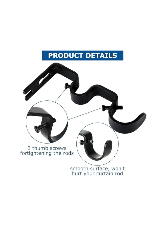 Green Tiger Double Curtain Rod Brackets, 2pcs Heavy Duty Curtain Rod Holders Wall Metal Curtain Rod Bracket Wall Mounted Curtain Rod Bracket Holder with Screws Double Rod Bracket for Curtain - Image 5