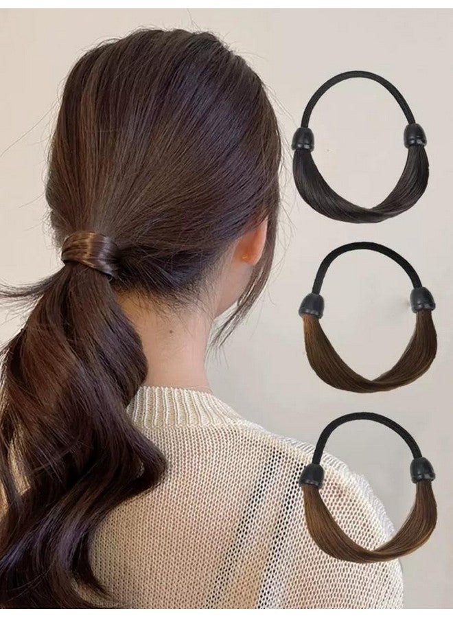 DCELLA Women Girl's Straight Wig Elastic Hair Band Synthetic Hair Braided Headband Classic Chunky Plaited Braids Elastic Stretch Hairpiece Women Girl Beauty (Pack of 3) - Image 2