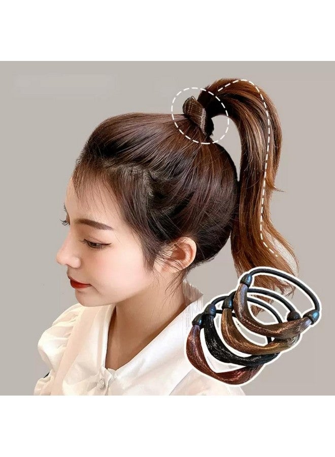 DCELLA Women Girl's Straight Wig Elastic Hair Band Synthetic Hair Braided Headband Classic Chunky Plaited Braids Elastic Stretch Hairpiece Women Girl Beauty (Pack of 3) - Image 3