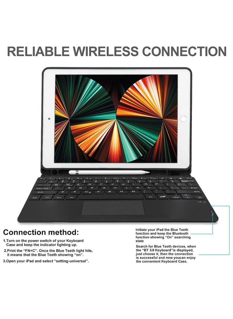 حافظة لوحة مفاتيح الجيل التاسع (2021) - حافظة 10.2 مع لوحة مفاتيح للجيل الثامن والسابع/Pro10.5 WX باللون الأسود - Image 4