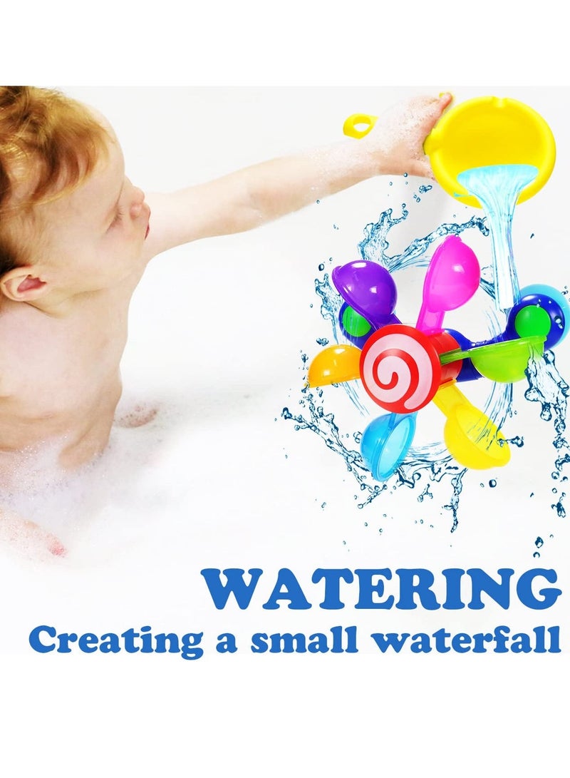 واي آند دي Bath Toys for Kids - Windmill Bathtub Toy Toddlers 1 2 3 4 Years Old Waterfall with Suction Cups Bathroom Strong Suckers Water Scoop Fun Boys Girls 1-4 - Image 4