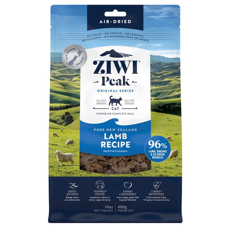 Ziwi طعام القطط المجفف بالهواء من ZIWI Peak - لحم الضأن - طبيعي بالكامل، عالي البروتين، خالي من الحبوب، مكونات محدودة مع سوبر فود (14 أونصة) - Image 1