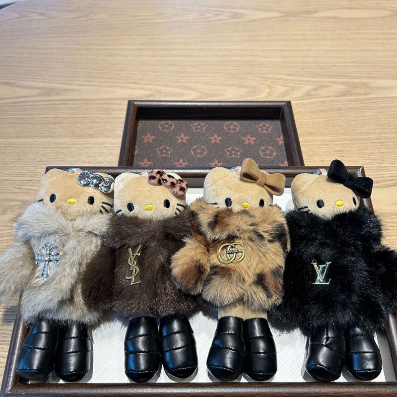 Faux Fur Long-Legged KT Plush Toy Bag Charm Keychain 15cm - Image 1