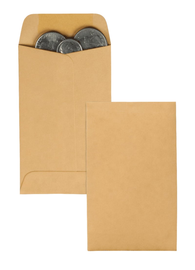 Quality Park #3 Coin and Small Parts Envelopes Gummed, Brown Kraft, 2.5x4.25, 500 per Box (50262) - Image 3