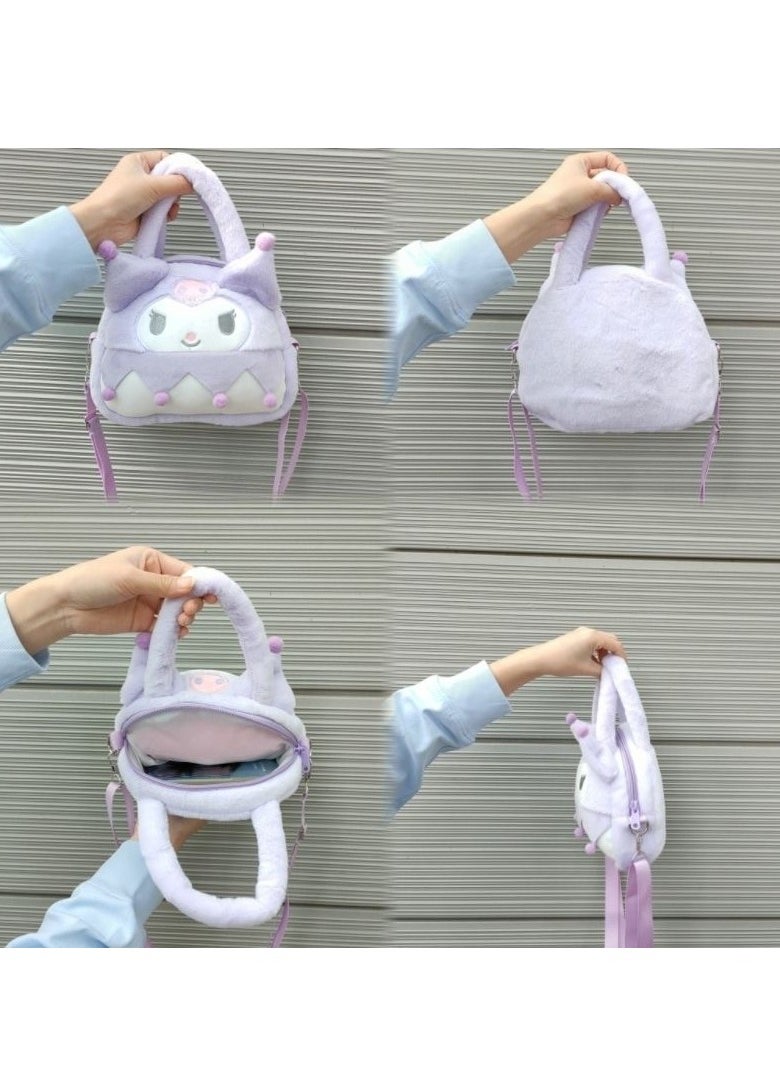 Sanrio - Kuromi Plush Crossbody Bag with Adjustable Shoulder Strap Wallet Purse Shoulder Bag Coin Pouch Accessories for Women Girls - Image 1