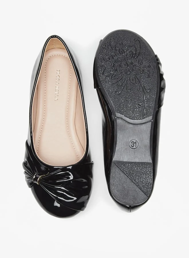 Flora Bella By Shoexpress Girls Solid Slip-On Ballerina Shoes With Bow Accent