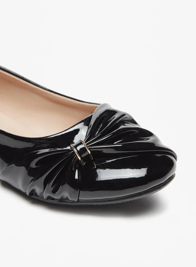 Flora Bella By Shoexpress Girls Solid Slip-On Ballerina Shoes With Bow Accent