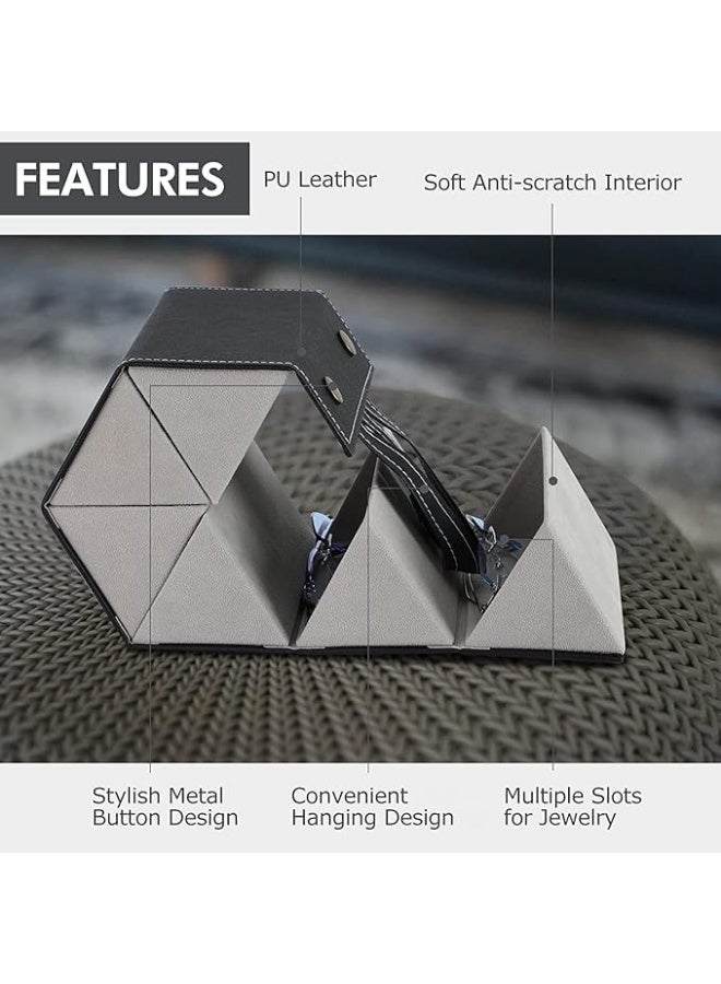 منظم نظارات 5 جيوب قابل للطي مع شنطة حمل – لون أسود أنيق - Image 4