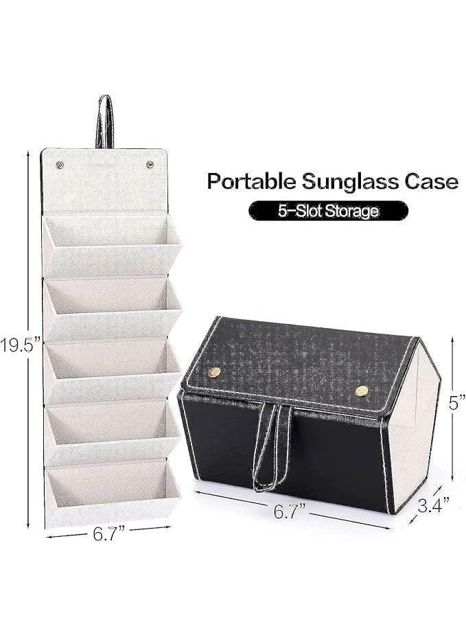 منظم نظارات 5 جيوب قابل للطي مع شنطة حمل – لون أسود أنيق - Image 5