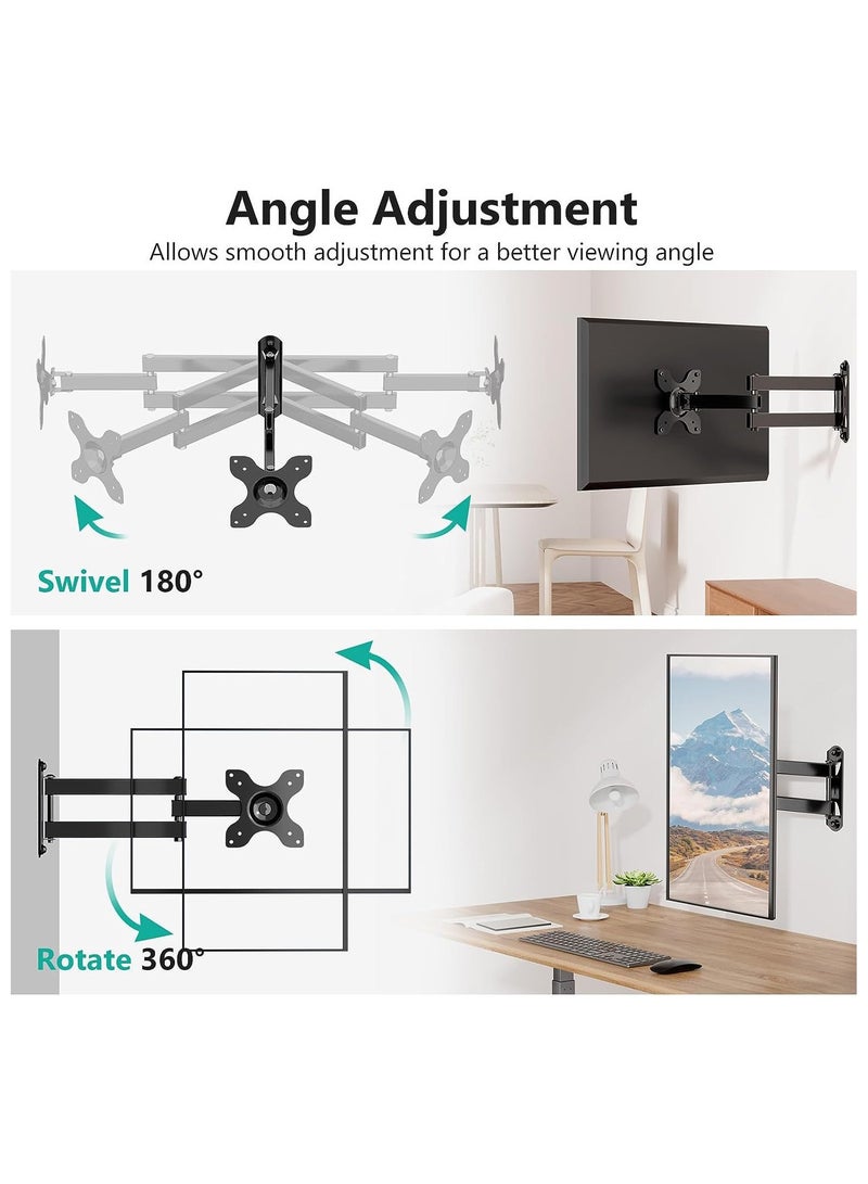 Wall Mount Articulating LCD Monitor Full Motion 15 inch Extension Arm Tilt Swivel for Most 13 to 32 inch LED TV Flat Panel Screen  - Image 5