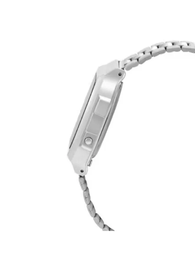 كاسيو Men's Digital Display Watch With Silver Stainless Steel Strap - A168WA-1W