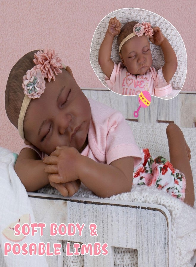 Milidool Lifelike Black Reborn Baby Dolls Girl - 18 Inch Realistic Girl Baby Dolls Black American Newborn Weighted Real Life Baby Dolls with Complete Accessories Gift Set for Kids 3+, Grandparents - Image 2