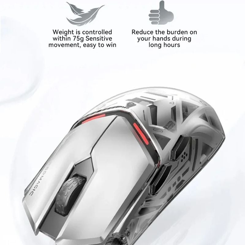Nubia RedMagic Gaming Mouse 1S Wired Wireless Bluetooth Paw3395 RGB Ergonomic Lightweight, Black - Image 5