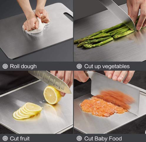 Rollyware EURO STYLE LARGE Chopping Board Stainless Steel Metal Cutting Kitchen,Heavy Duty Choping-Board Vegetable,Fruit Cutter, Meats vegitable Chopper Boards,Safe Durable with Warranty(Premium Steel - 304)(Dimension-L=36cm,W=26cm) - Image 3