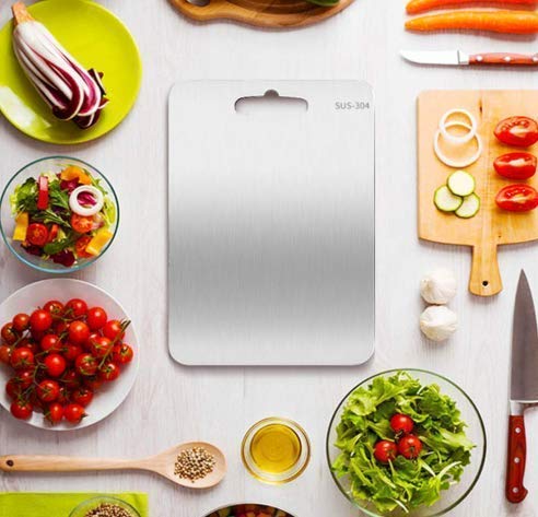 Rollyware EURO STYLE LARGE Chopping Board Stainless Steel Metal Cutting Kitchen,Heavy Duty Choping-Board Vegetable,Fruit Cutter, Meats vegitable Chopper Boards,Safe Durable with Warranty(Premium Steel - 304)(Dimension-L=36cm,W=26cm) - Image 4