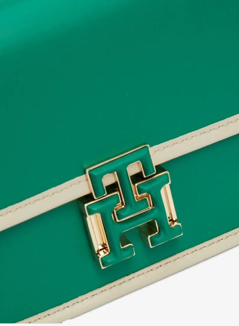 TOMMY HILFIGER Olympic Green / Ecru Push Lock  Crossover Bag for Women | Best Price UAE