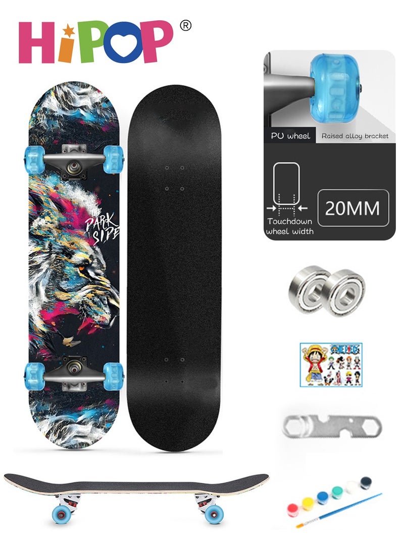 HIPOP Graffiti Skateboards for Beginners and Adults,Complete Non-Slip Skateboard 79*20cm with Flash Wheel,ABEC-9 Bearing and Double Kick Concave Standard,Tricks Skateboards for Kids and Beginners Sports Out  - Image 1