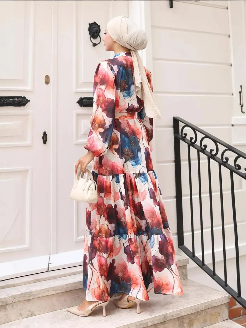 BIG DART BDART Buttoned Crew Neck Maxi Dress with Waistband