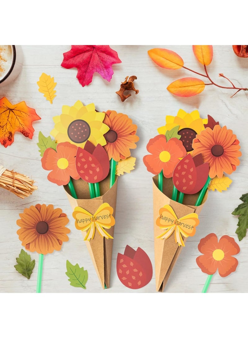 SYOSI Fall Flower Bouquet Craft Kit, DIY Paper Floral Decoration Set with 24 Pieces, Creative Arts and Crafts Activity for Kids, Handmade Autumn Bouquet Project for Classroom Home Party Gift - Image 5