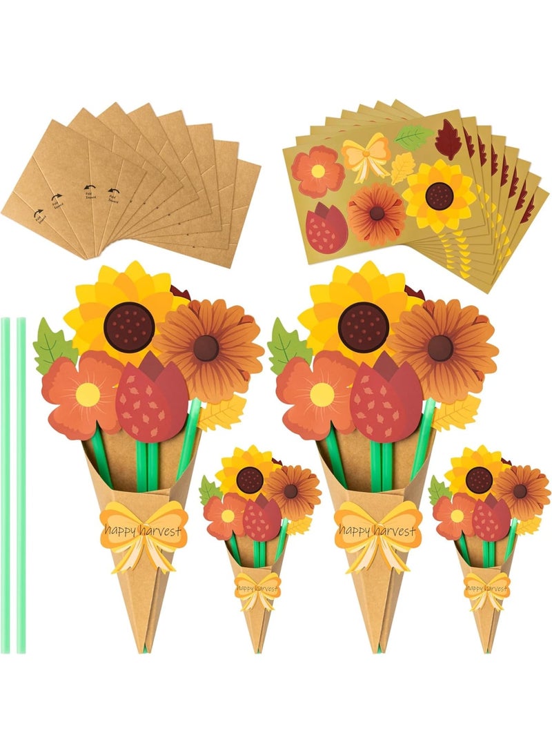 SYOSI Fall Flower Bouquet Craft Kit, DIY Paper Floral Decoration Set with 24 Pieces, Creative Arts and Crafts Activity for Kids, Handmade Autumn Bouquet Project for Classroom Home Party Gift - Image 1