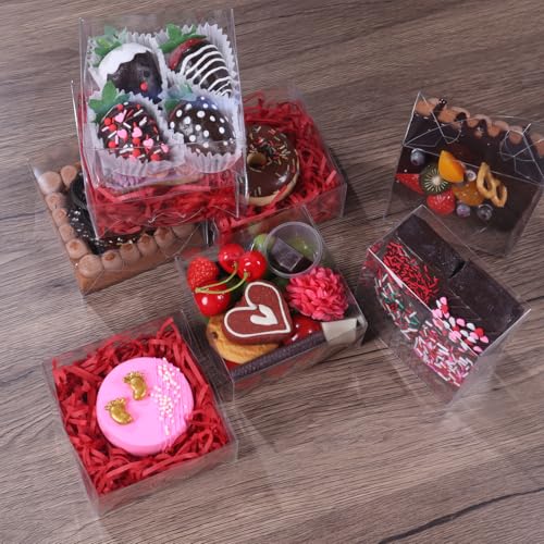 ROSPAKTEK 40pcs 4x4x2 Inch Clear Bakery Gift Boxes - For Pastry, Cookies, Chocolate & Wedding Party Favors - Image 3