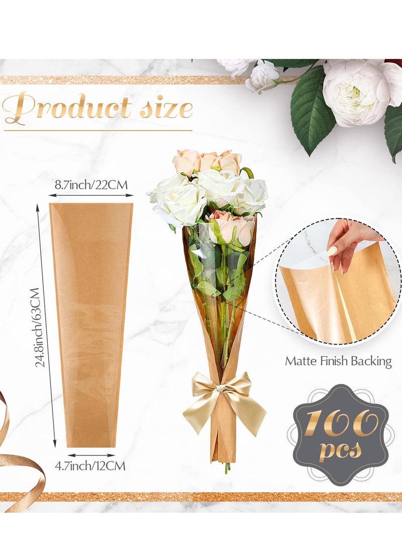 SOLARAE Flower Bouquet Wrapping Paper, 50 Pcs Flower Rose Sleeves Bulk , Flower Bags for Bridal, Shower Wedding, Graduation, Anniversary Birthday, Mother's Day (63x 22CM) - Image 3