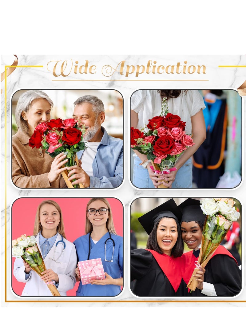 SOLARAE Flower Bouquet Wrapping Paper, 50 Pcs Flower Rose Sleeves Bulk , Flower Bags for Bridal, Shower Wedding, Graduation, Anniversary Birthday, Mother's Day (63x 22CM) - Image 4