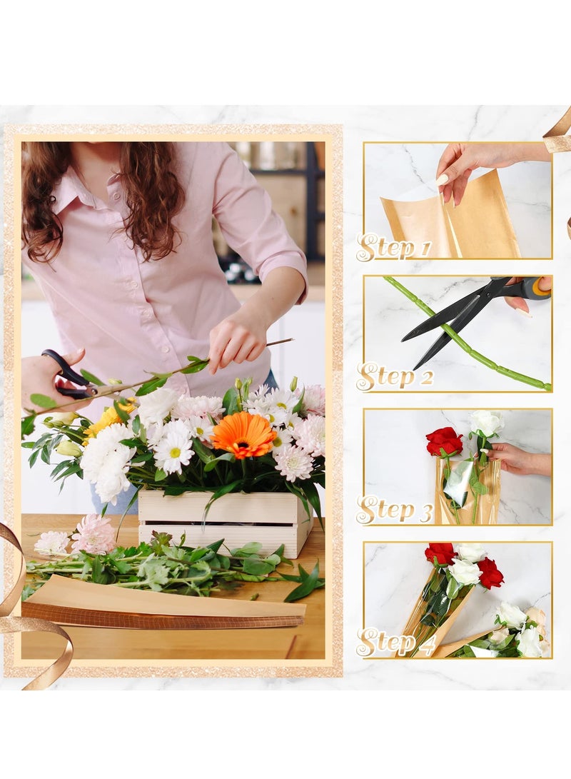 SOLARAE Flower Bouquet Wrapping Paper, 50 Pcs Flower Rose Sleeves Bulk , Flower Bags for Bridal, Shower Wedding, Graduation, Anniversary Birthday, Mother's Day (63x 22CM) - Image 2