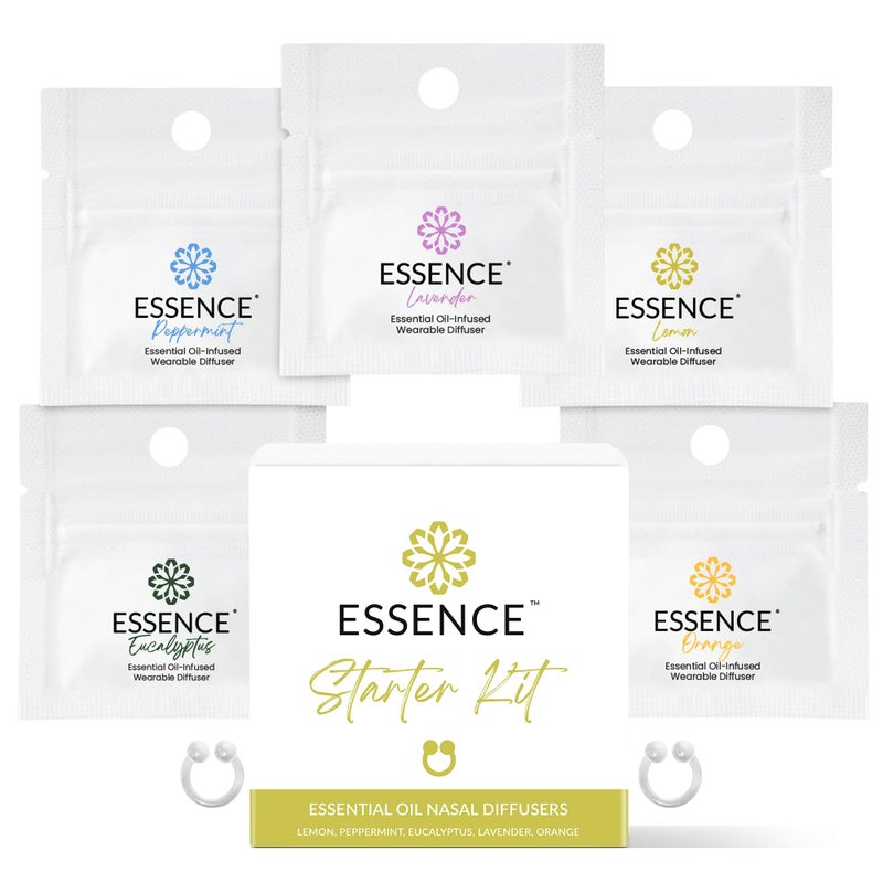 Essence Nasal Diffuser Starter Kit Essential Oil Silicone Nose Ring Inhalers for Beginners Wearable Aromatherapy Bundle for Relaxation Energy Breathing Support