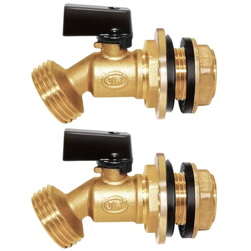 Joywayus Brass Water ContainerRain Barrel Spigot 34 GHT to 12 Male Threaded Quarter Turn Ball Valve with Bulkhead Fitting Suitable for Garden Hose Thread Connection Pack of 2 - Image 1