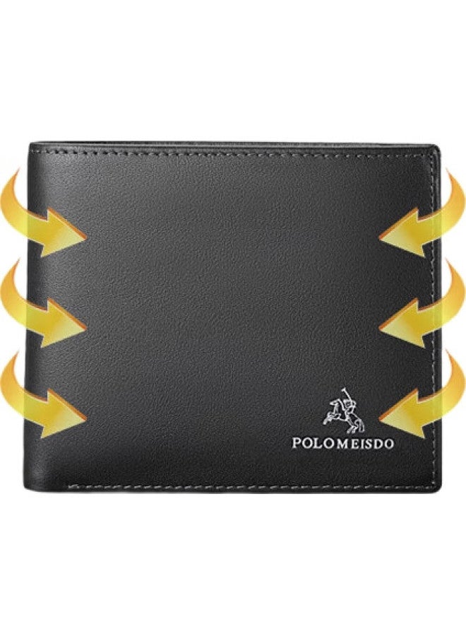 Polomeisdo محفظة جلدية قصيرة للرجال من بولوميسدو، مشبك نقود من جلد البقر، هدية عيد ميلاد أو رأس السنة لصديق أو زوج أو أب - Image 3