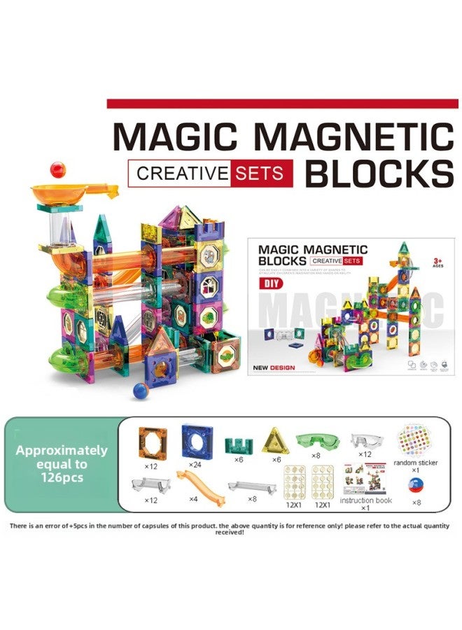 Same-style Children's Magnetic Film Square Color Window Slide Ball Magnetic Assembled Building Block Toy-Color:Creative Slide Magnetic Building Blocks 126pcs [english Packaging]  - Image 1
