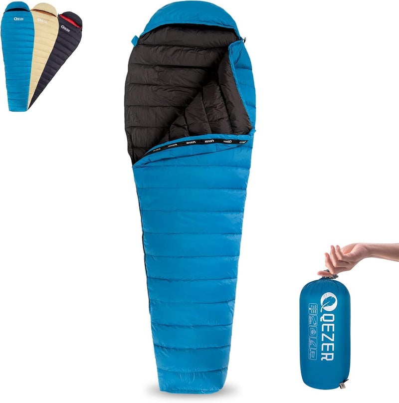 QEZER Ultralight Down Sleeping Bag for Adults 3661 Degree F with 600 Fill Power Compact Three Season Sleeping Bag for Backpacking Hiking and Camping - Image 2