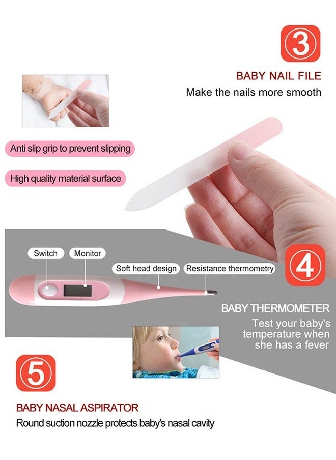 MIXDE Of 8 Portable Baby Care Grooming and Healthcare Pieces Kit, Pink  - Image 4