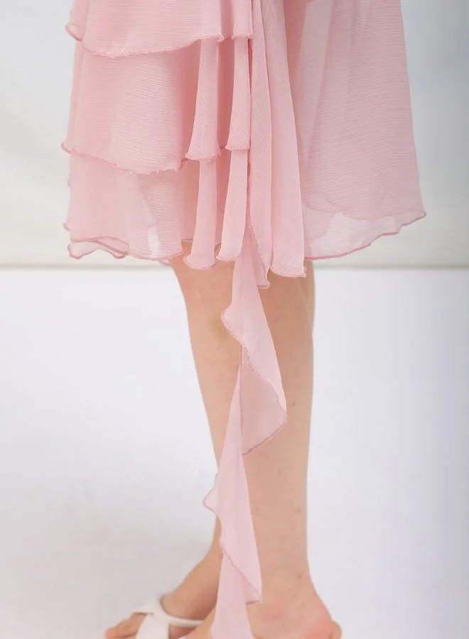 Freehand Women Fitted Party Wear Solid Ruffle Dress