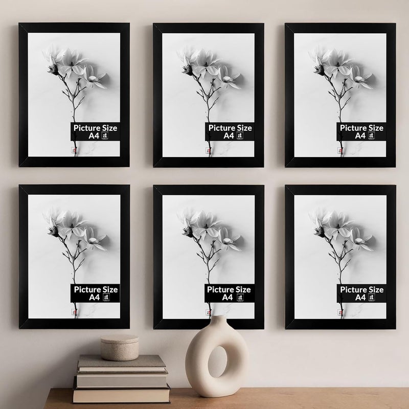 Art Street A4 Size Certificate Document Photo frames Set of 6 For Home Decoration Living Room Office Decoration Black Size 8 x 12 - Image 2