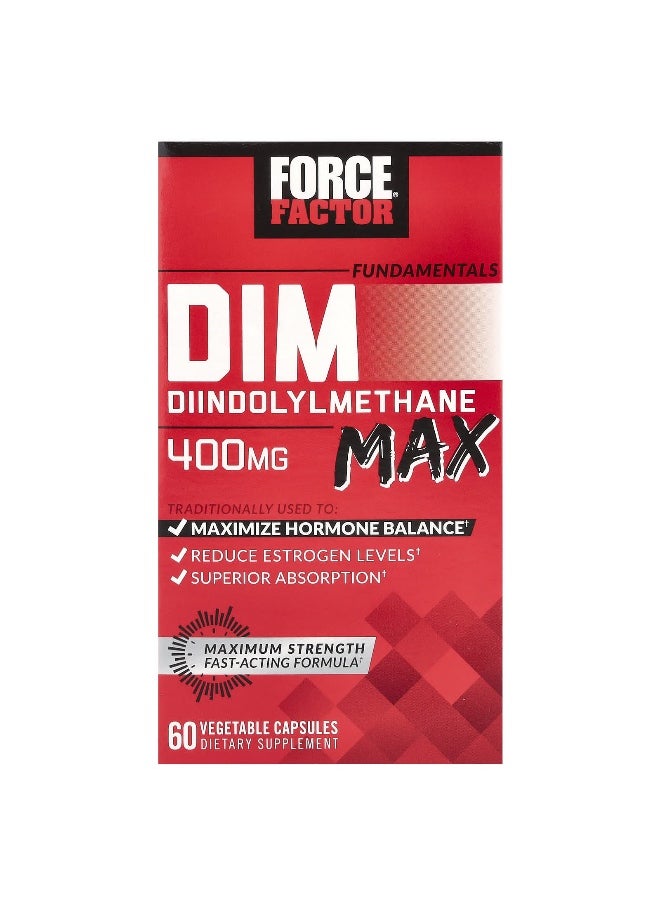 Force Factor Force Factor, Fundamentals, DIM Max, 400 mg, 60 Vegetable Capsules (200 mg per Capsule)  - Image 1