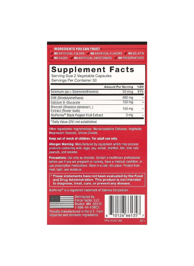 Force Factor Force Factor, Fundamentals, DIM Max, 400 mg, 60 Vegetable Capsules (200 mg per Capsule)  - Image 2