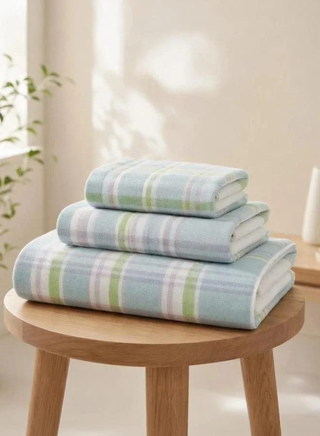 Styli Pack of 3 - Striped Towels, Green - 34x34, 34x74, 70x140cm