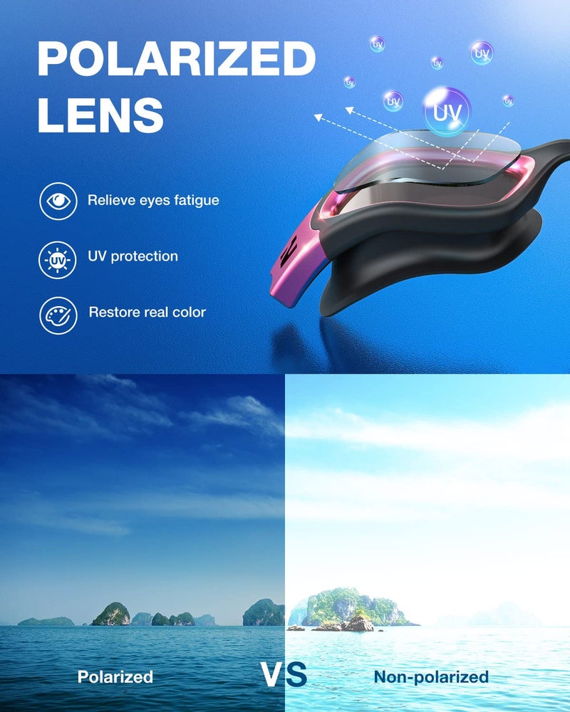 ZIONOR Swim Goggles, G1 ULTRA Photochromic Polarized Swimming Goggles for Men Women Adult, UV Protection Leakproof Easy Adjustable Strap for Indoor Outdoor Swimming (Polarized + Pink) - Image 2