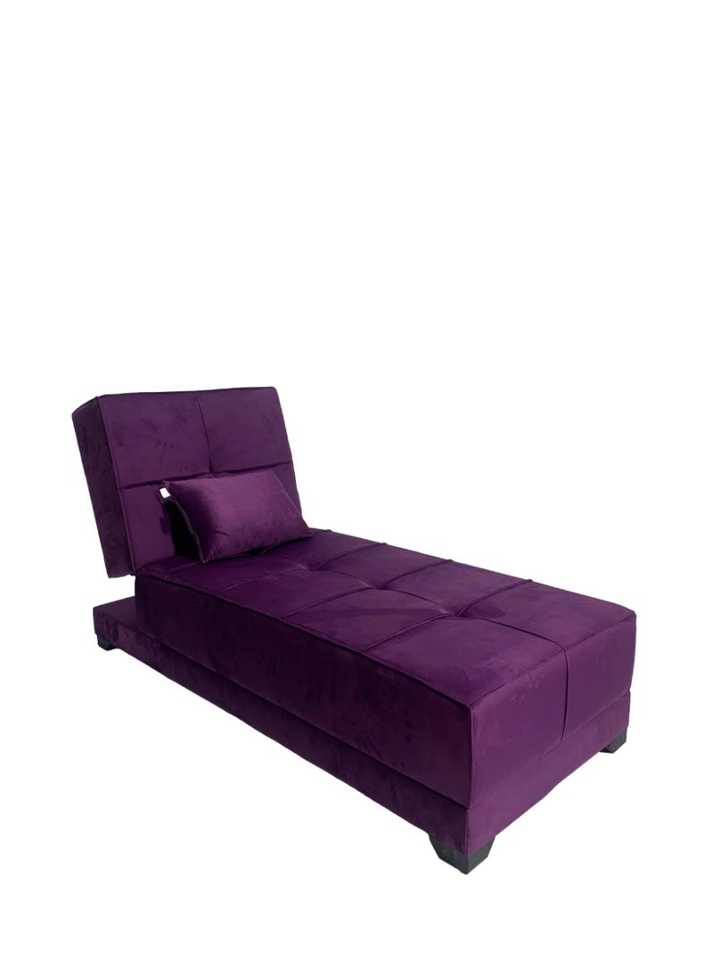 Rango A chair suitable for use in the living room, guest room, and small spaces that converts into a bed; measuring 70 cm x 1.90 m; color: purple. - Image 1