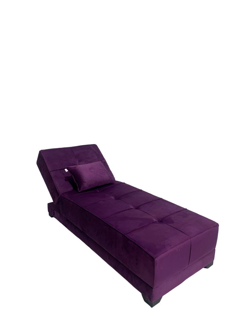 Rango A chair suitable for use in the living room, guest room, and small spaces that converts into a bed; measuring 70 cm x 1.90 m; color: purple. - Image 2