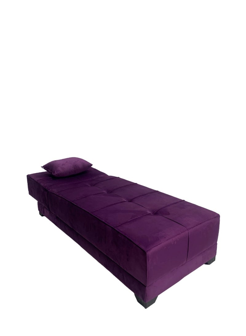 Rango A chair suitable for use in the living room, guest room, and small spaces that converts into a bed; measuring 70 cm x 1.90 m; color: purple. - Image 3