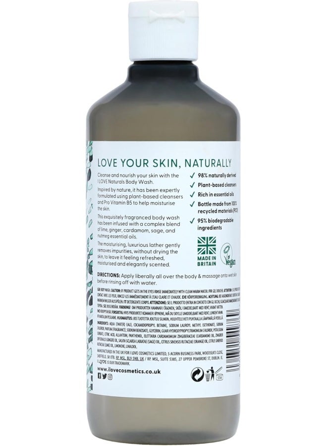 I Love Naturals Lime, Ginger, and Cardamom Body Wash - Moisturizing Body Wash - Infused with Essential Oils - Plant-Based Body Cleanser - 16.9 oz - Image 2