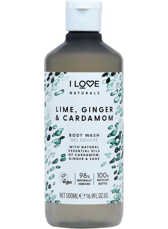 I Love Naturals Lime, Ginger, and Cardamom Body Wash - Moisturizing Body Wash - Infused with Essential Oils - Plant-Based Body Cleanser - 16.9 oz - Image 1